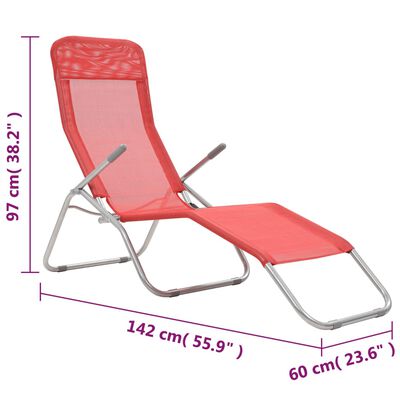 vidaXL Folding Sun Loungers 2 pcs Textilene Red