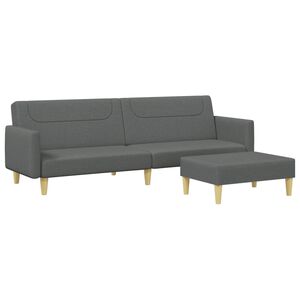 vidaXL 2-Seater Sofa Bed with Footstool Dark Grey Fabric