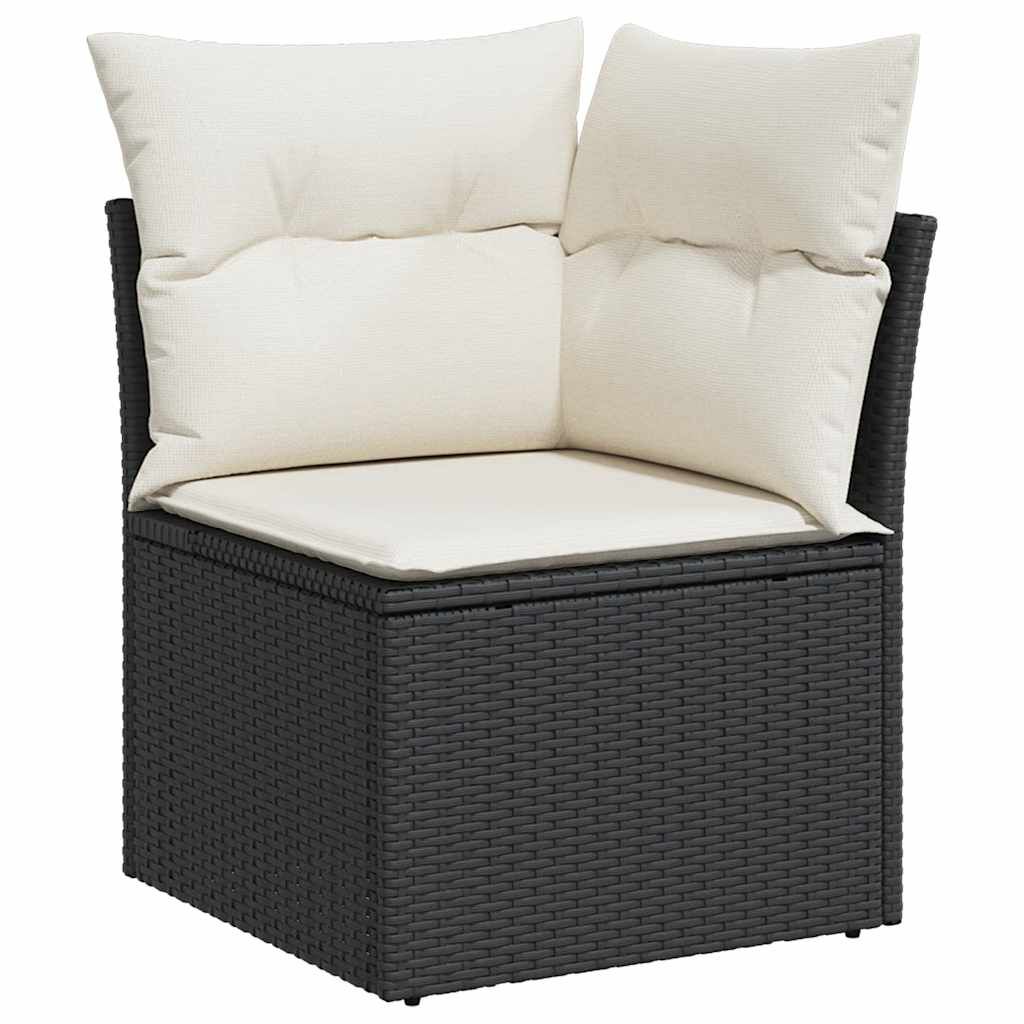 vidaXL 6 Piece Garden Sofa Set with Cushions Black Poly Rattan Acacia