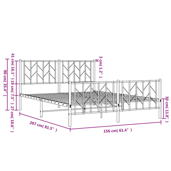 vidaXL Metal Bed Frame without Mattress with Footboard Black 150x200cm