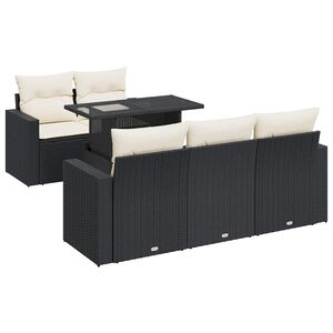 vidaXL 6 Piece Garden Sofa Set with Cushions Black Poly Rattan