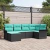 vidaXL Garden Sofa Set with Storage 7 pcs Black Poly Rattan