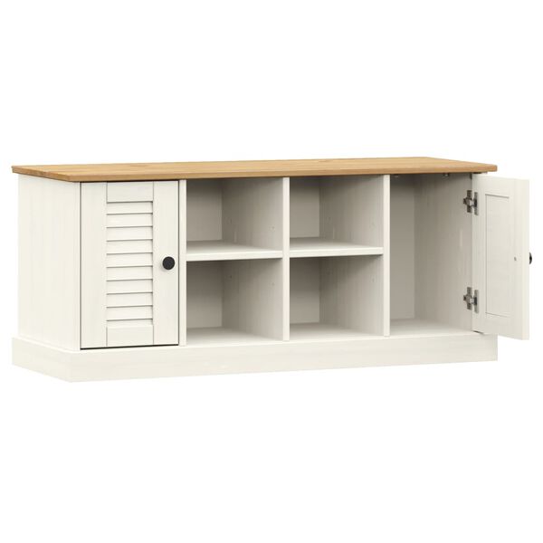 vidaXL Shoe Bench VIGO White 106x35x45 cm Solid Wood Pine