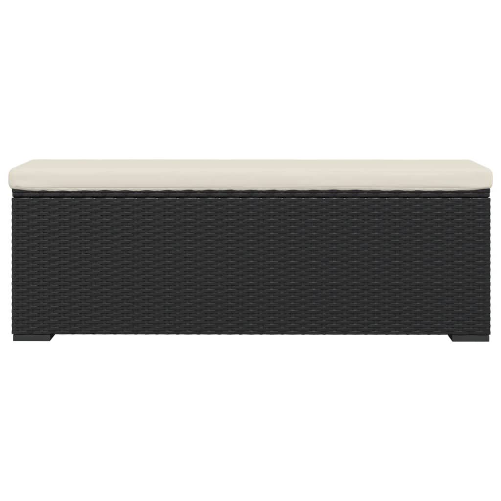 vidaXL Ottoman Bench with Cushion Black 110x30x40 cm Poly Rattan