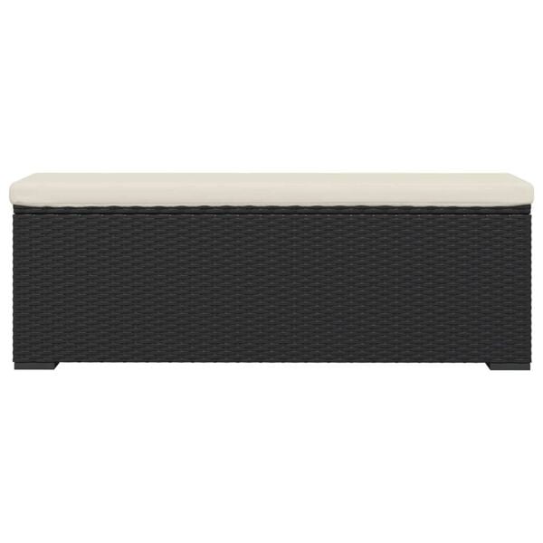 vidaXL Ottoman Bench with Cushion Black 110x30x40 cm Poly Rattan