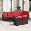 vidaXL Sofa Set with Cushion 9 pcs Brown Poly Rattan