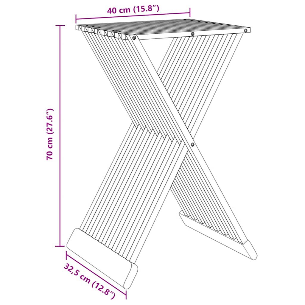 vidaXL Folding Stool 40x32.5x70 cm Solid Wood Teak