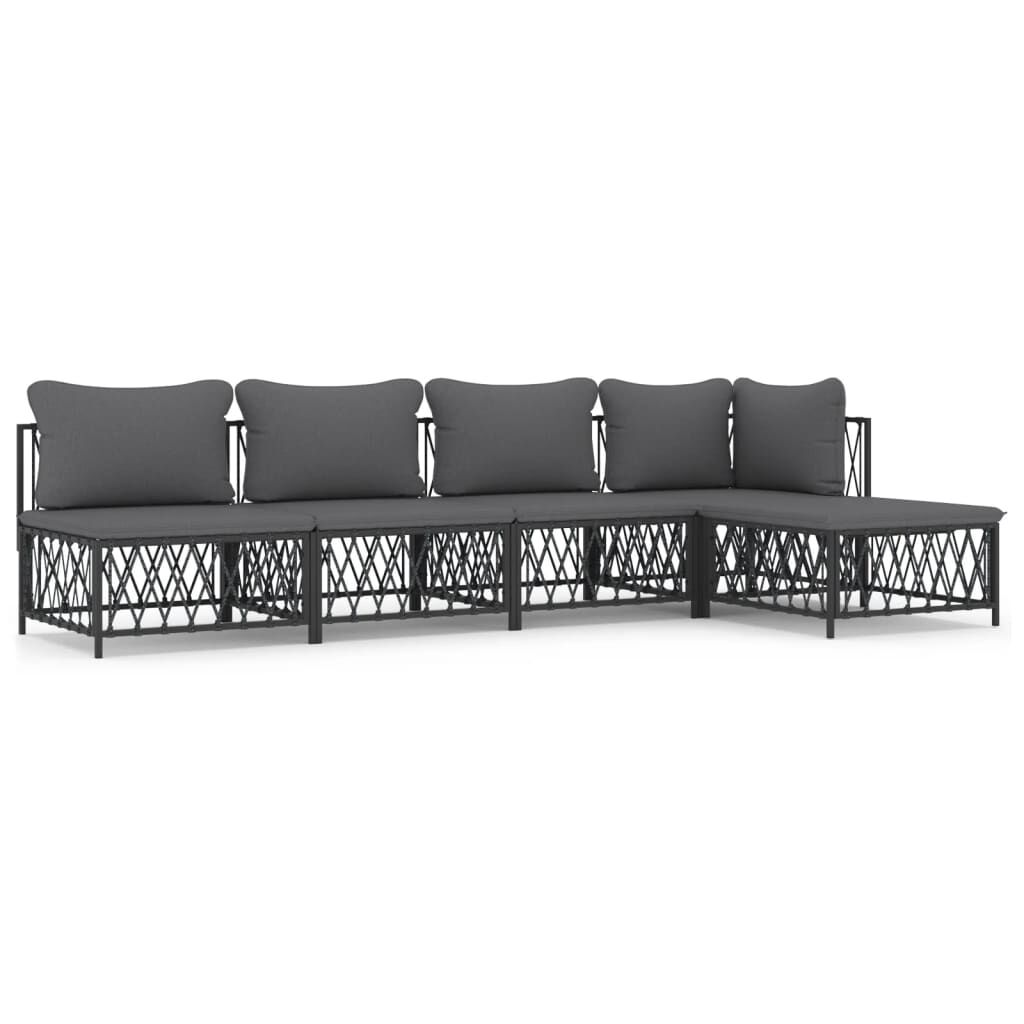 vidaXL 5 Piece Garden Lounge Set with Cushions Anthracite Steel