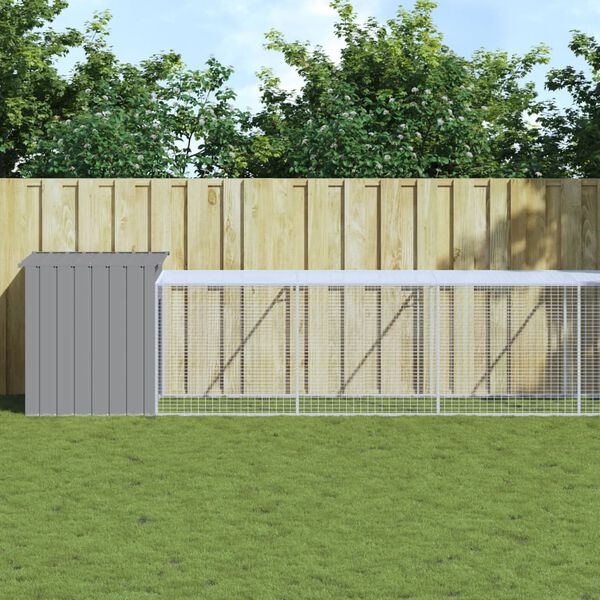 vidaXL Chicken Cage with Run Light Grey 110x1017x110 cm Galvanised Steel