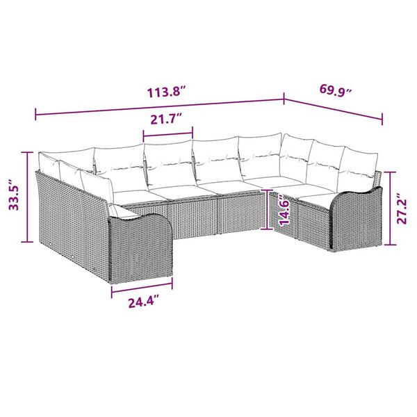 vidaXL Garden Sofa Set with Cushion 9 pcs Black, turquoise Poly rattan