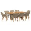 vidaXL Garden Dining Set with Cushion 9 pcs Beige Poly Rattan