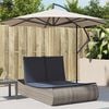 vidaXL Double Sun Lounger with Cushions Grey Poly Rattan