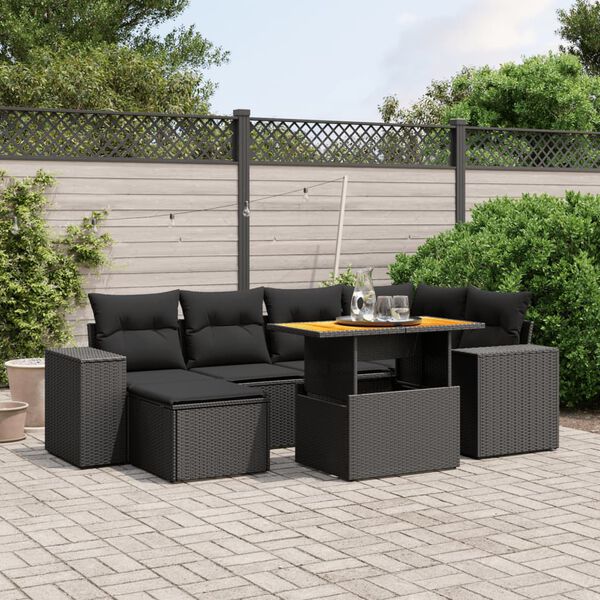 vidaXL 7 Piece Garden Sofa Set with Cushions Beige Poly Rattan