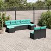 vidaXL 9 Piece Garden Sofa Set with Cushions Black Poly Rattan