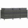 vidaXL 3-Seater Garden Sofa with Cushions Grey Poly Rattan