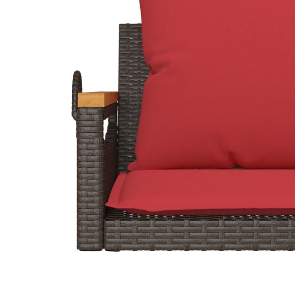 vidaXL Swing Bench with Cushions Brown 63x62x40 cm Poly Rattan