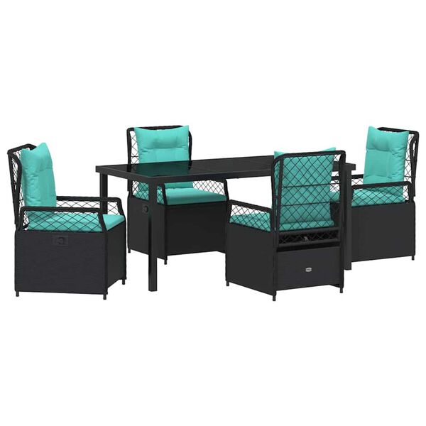 vidaXL Garden Dining Set 5 pcs Black Poly Rattan