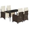 vidaXL 5 Piece Garden Dining Set with Cushions Brown Poly Rattan