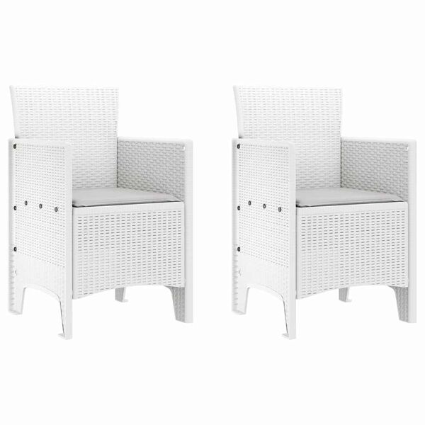 vidaXL Garden Chair 2 pcs White 53 x 49 x 85 cm PP