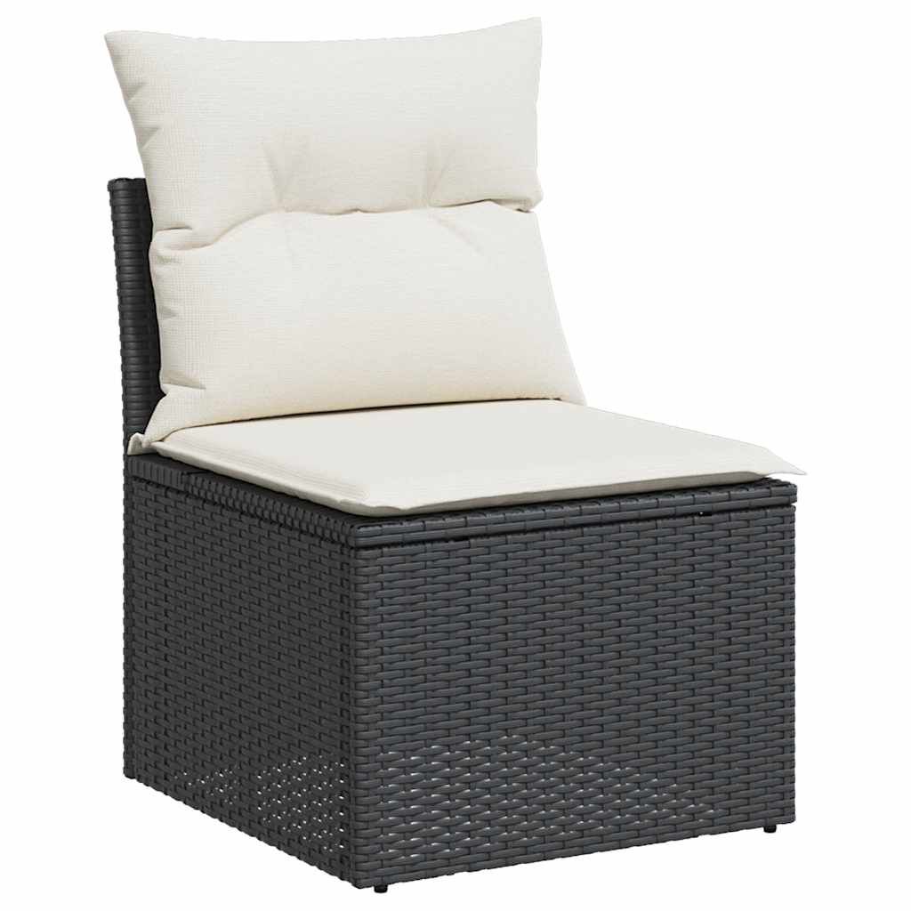 vidaXL 9 Piece Garden Sofa Set with Cushions Black Poly Rattan
