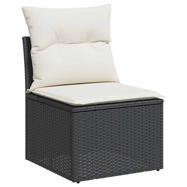 vidaXL 9 Piece Garden Sofa Set with Cushions Black Poly Rattan