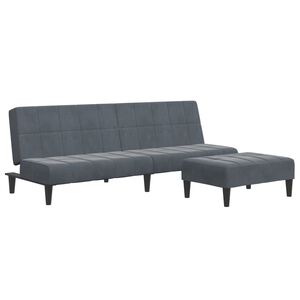 vidaXL 2-Seater Sofa Bed with Footstool Dark Grey Velvet