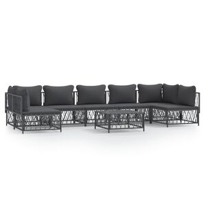 vidaXL 8 Piece Garden Lounge Set with Cushions Anthracite Steel