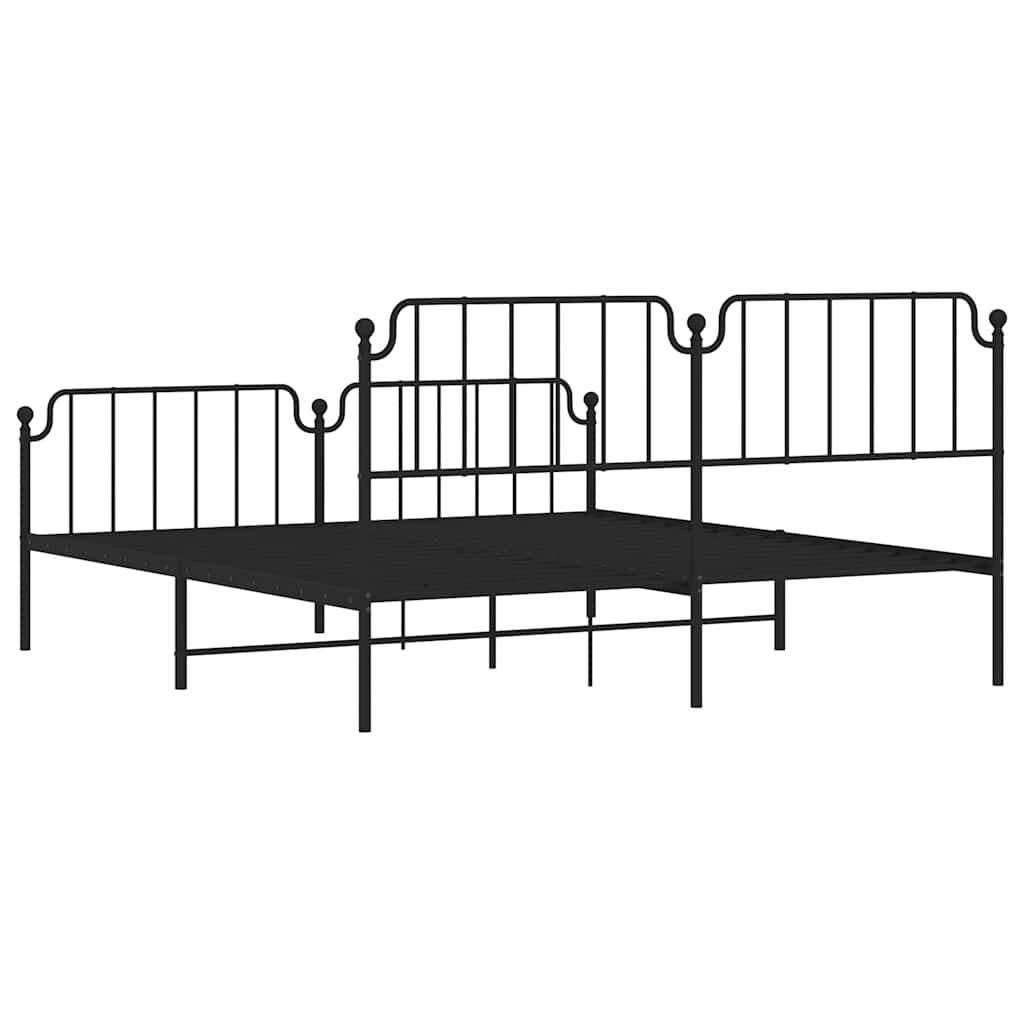 vidaXL Metal Bed Frame without Mattress with Footboard Black 183x213cm