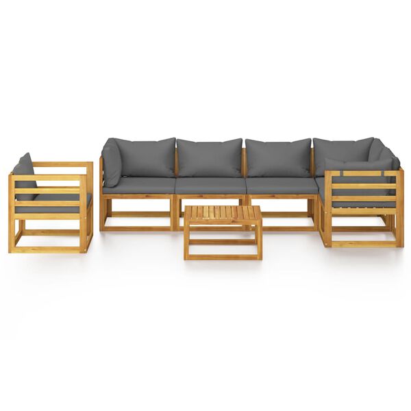 vidaXL 7 Piece Garden Lounge Set with Cushion Solid Acacia Wood