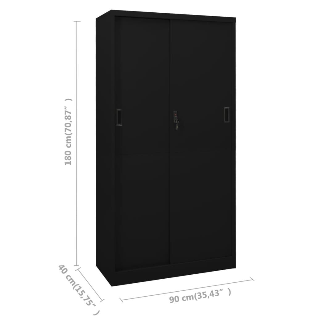 vidaXL Office Cabinet with Sliding Door Black 90x40x180 cm Steel