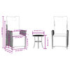 vidaXL 3 Piece Bistro Set with Cushions Grey Poly Rattan