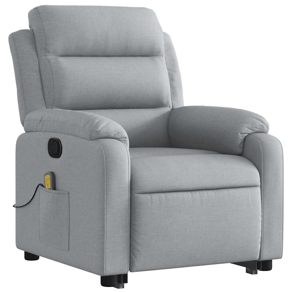 vidaXL Stand up Massage Recliner Chair Light Grey Fabric