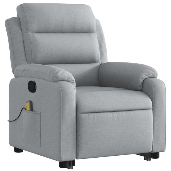 vidaXL Stand up Massage Recliner Chair Light Grey Fabric