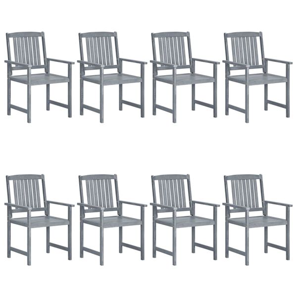 vidaXL Garden Chairs with Cushions 8 pcs Solid Acacia Wood Grey