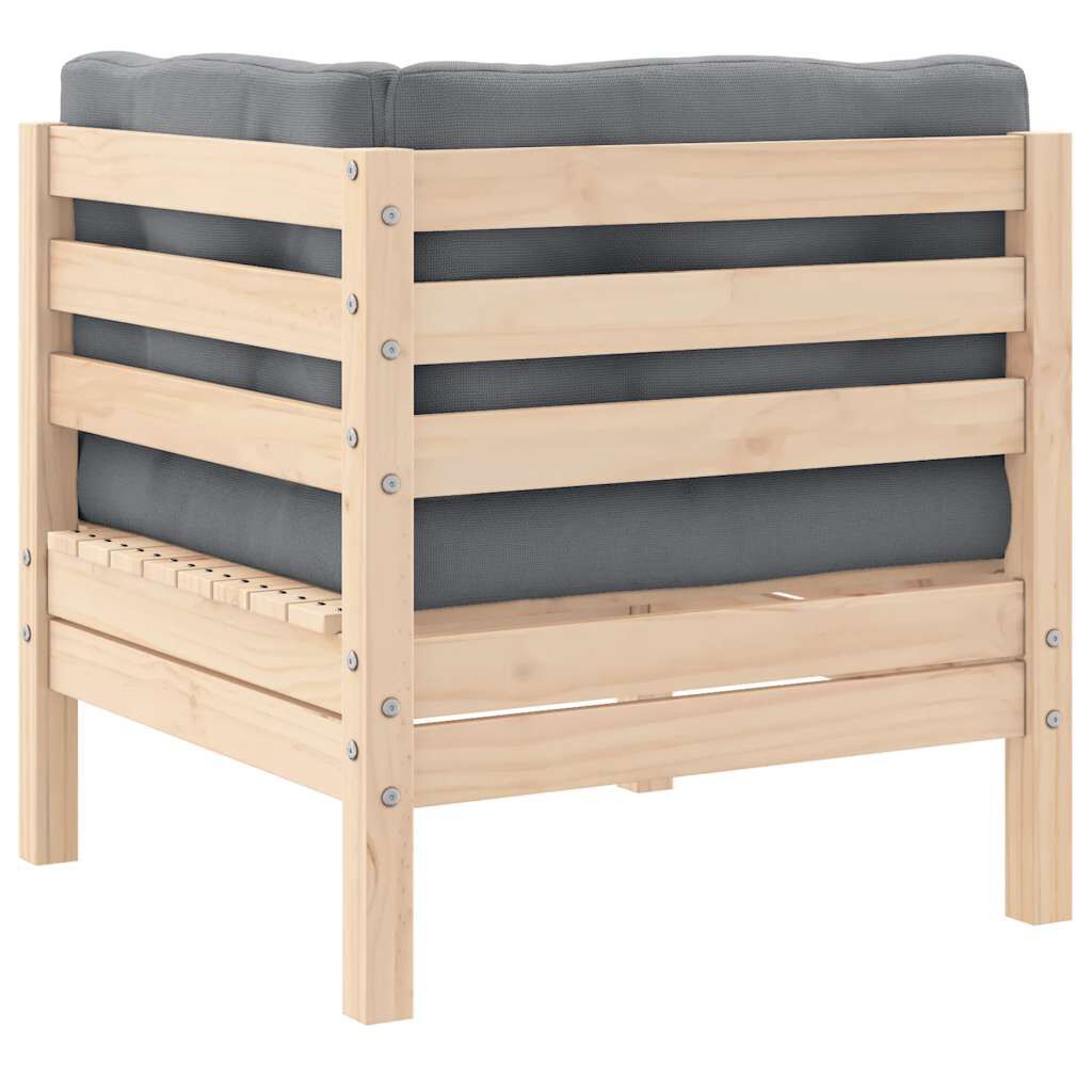 vidaXL 2-Seater Garden Sofa with Grey Cushions Solid Pinewood