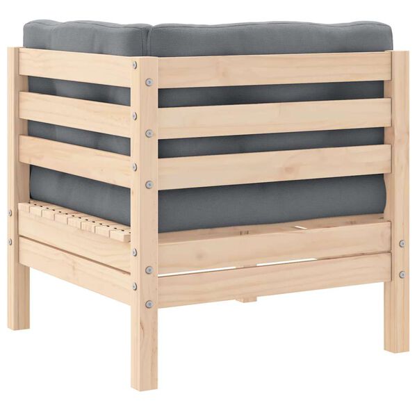 vidaXL 2-Seater Garden Sofa with Grey Cushions Solid Pinewood
