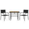 vidaXL 3 Piece Outdoor Dining Set Poly Rattan Black
