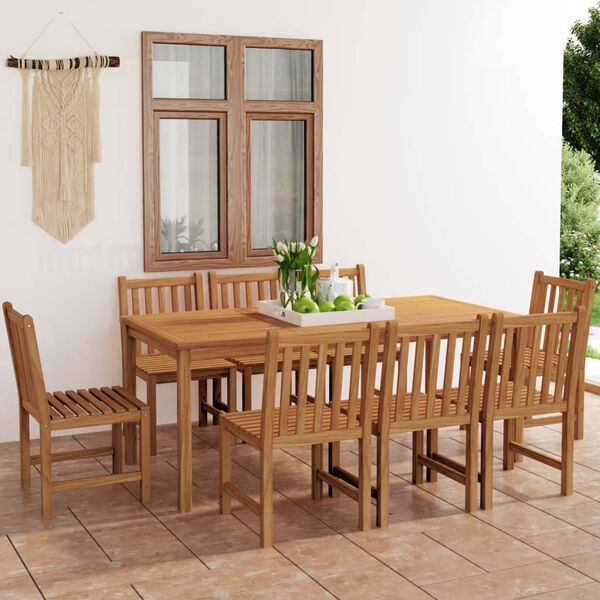 vidaXL 9 Piece Garden Dining Set Solid Teak Wood
