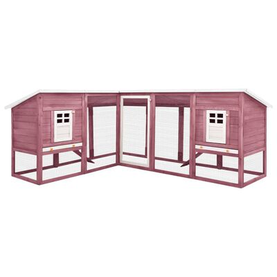 vidaXL Outdoor Rabbit Hutch with Run Mocca and White Solid Fir Wood