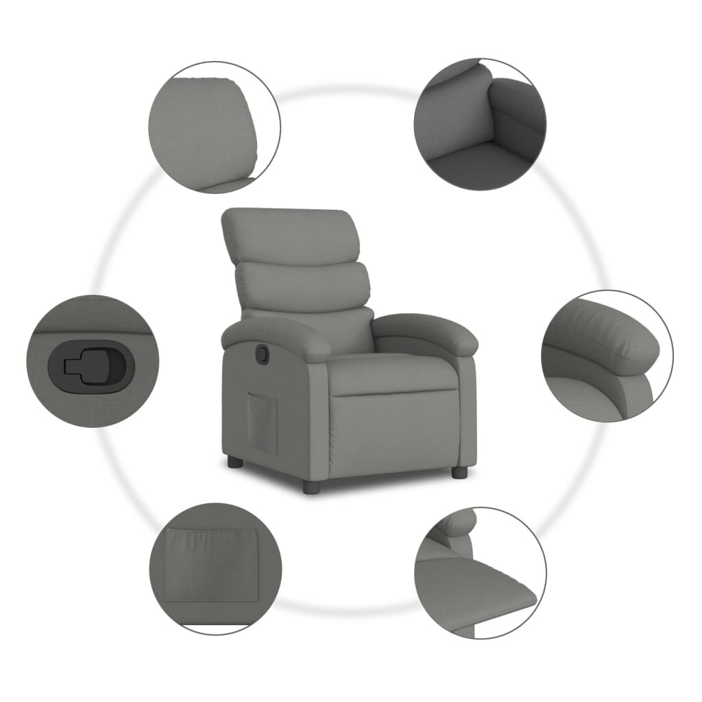 vidaXL Recliner Chair Dark Grey Fabric