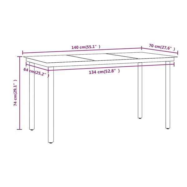 vidaXL 7 Piece Garden Dining Set with Cushions Brown
