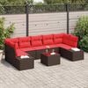 vidaXL Garden Sofa Set with Cushion 8 pcs Brown Poly Rattan