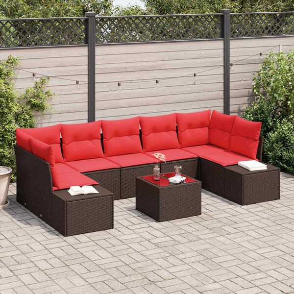 vidaXL Garden Sofa Set 8 pcs Brown Poly rattan
