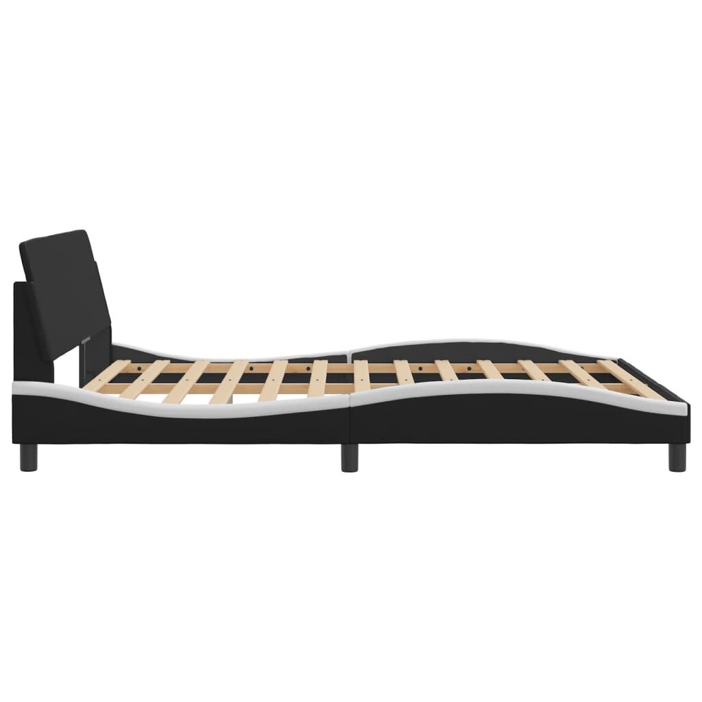 vidaXL Bed Frame without Mattress Black and White 152x203 cm Queen Faux Leather