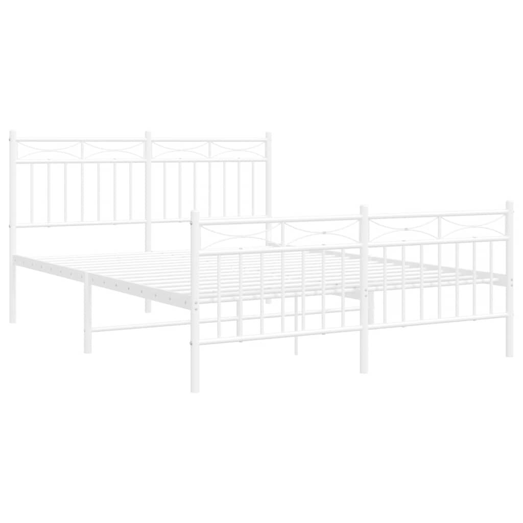 vidaXL Metal Bed Frame without Mattress with Footboard White 135x190cm