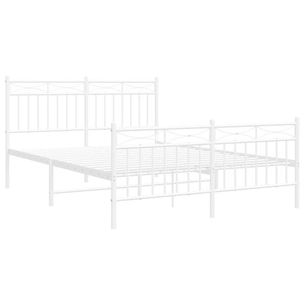 vidaXL Metal Bed Frame without Mattress with Footboard White 135x190cm