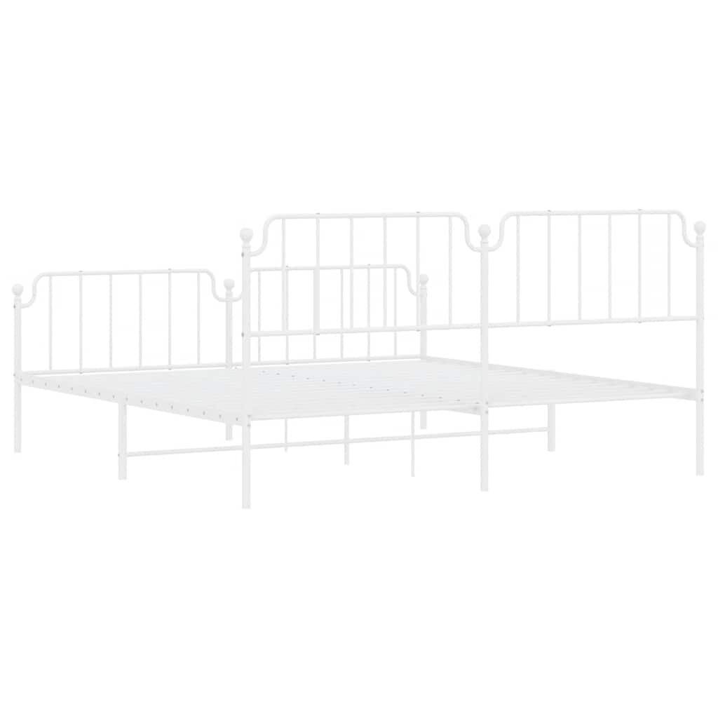 vidaXL Metal Bed Frame without Mattress with Footboard White 193x203cm