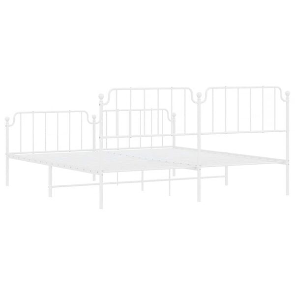 vidaXL Metal Bed Frame without Mattress with Footboard White 193x203cm