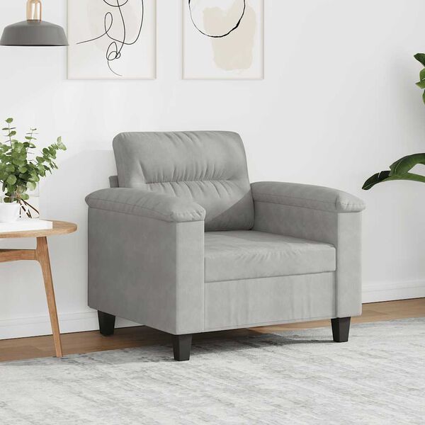 vidaXL Sofa Chair Light Grey 60 cm Microfibre Fabric