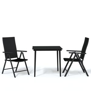 vidaXL 3 Piece Garden Dining Set Black